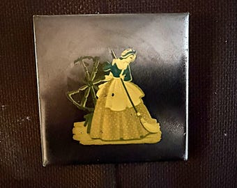 Vintage ATCO Dutch Ceramic Tile, Woman Sweeping Folk Art, Cottage Decor