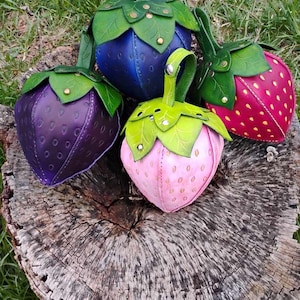 Leather Strawberry Pouch