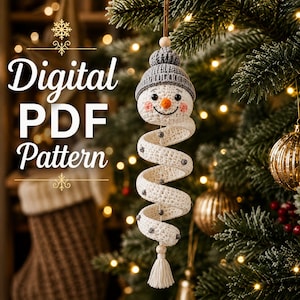 Crochet Christmas snowman pattern spiral hanging ornament amigurumi tutorial PDF