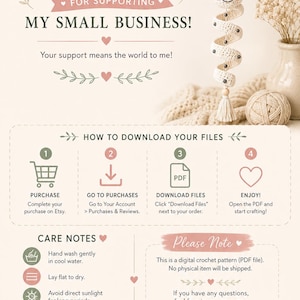 Thank you card from SweetloopGifts for buying DIY amigurumi craft patterns⚠️