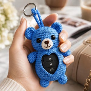 Haakpatroon voor een beer, haakpatroon voor een autosleutelhouder in de vorm van een beer, amigurumi sleutelhouder in de vorm van een beer, schattig haakpatroon voor een beer (pdf), doe-het-zelf cadeau