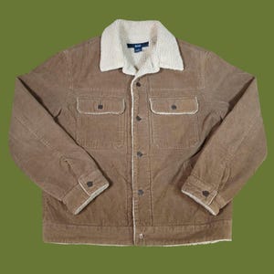 Veste en velours côtelé GAP Y2K pour homme, taille moyenne, marron, style trucker, doublure sherpa, vintage