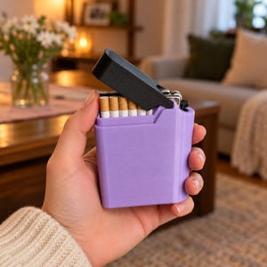 STL-Datei für Zigaretten- und Feuerzeughalter | 3D-druckbares Zigarettenetui | Tabakorganizer zum 3D-Drucken | Feuerzeugaufbewahrung | STL-Designmodell für Halter