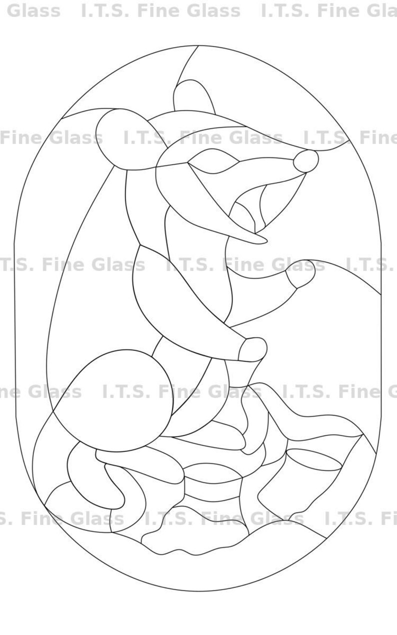 Opossum Stained Glass Pattern, Copper Foil, Trash Snack Panel (digital ...