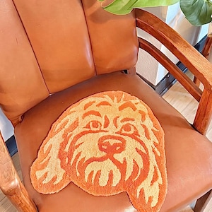 Custom Doodle Cockapoo Rug, Minimalist Line Art Pet Portrait (15x15 inches)