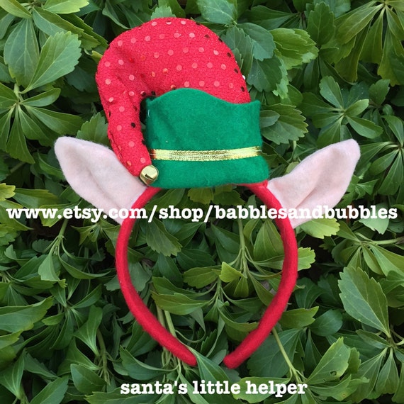 Cute Christmas Elf Headband, Plush Green Elf Hat Hair Accessory for Holiday Part CHRISTMAS ELF HAT HEADBAND PLUSH SANTAS LITTLE HELPER  main image 3