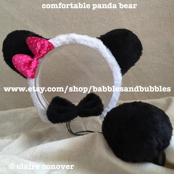 Comfortable Faux Fur Panda Ears Headband Halloween Costume - Panda Party - Panda Bear Costume - Adult Halloween Costume - Bear-FREE USA SHIP