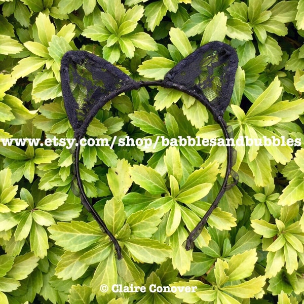 Lace Cat Ears Headband: Handmade Halloween Costume