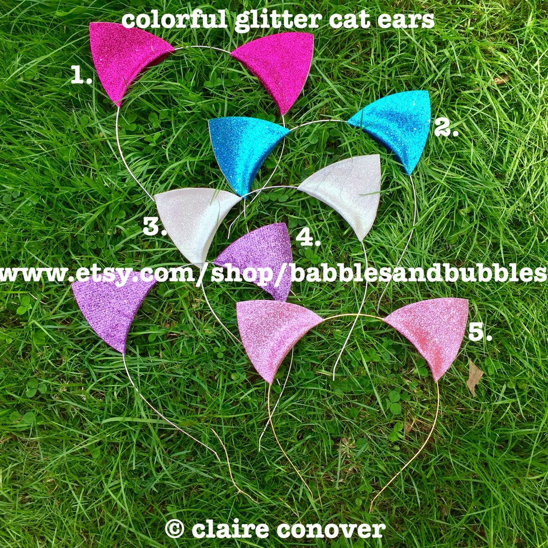 Colorful Glitter Cat Ears Headband Cat Costume Cat Lover Etsy