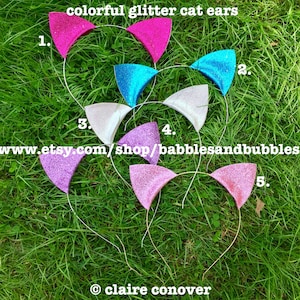 Colorful Glitter Cat Ears Headband - Cat Costume - Cat Lover Gift - Kitten Ears - Cat Ear Tiara - Kitten Costume - NEXT DAY SHIPPING