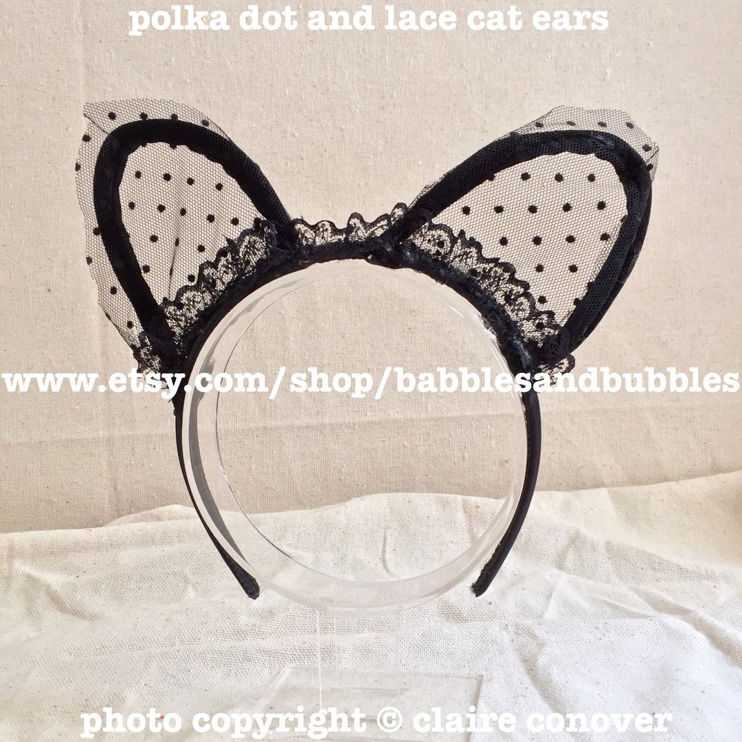 Polka Dot Lace Cat Ears Headband: Cosplay Costume Headwear  display picture 2