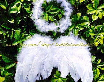 Infant to Child Size Angel Wings and Halo Headband Set - Infant Halloween Costume - Infant Headbands - Infant Costume - NEXT DAY SHIPPING