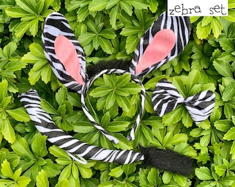 Comfortable Zebra Ears Headband - Costume - Safari Baby Shower - Safari Birthday - Halloween Gift - Adult Halloween Costume -FREE USA SHIP