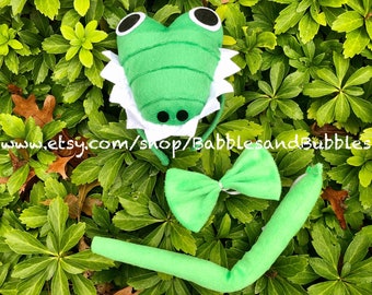 Comfortable Crocodile Headband - Alligator Headband - Fairy Tale Costume - Reptile Costume - Jungle Baby Shower - NEXT DAY SHIPPING