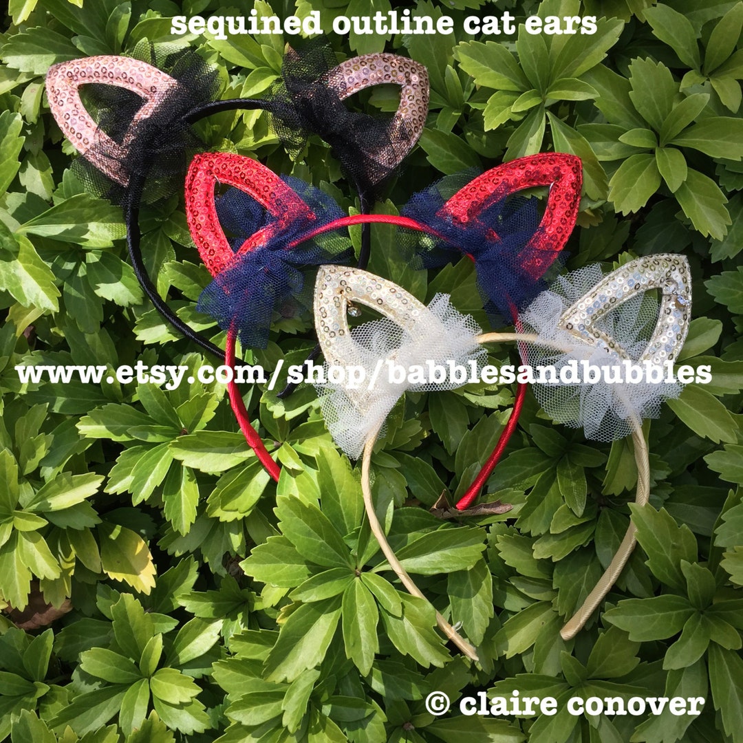 Comfortable Sequin Outline Cat Ears Headband Cat Lover Gift