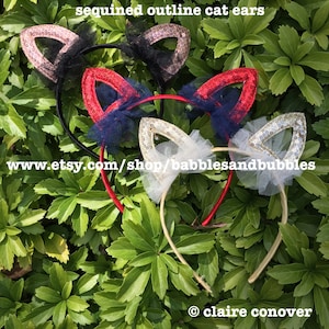 Faixa de cabeça com orelhas de gato e lantejoulas: acessório confortável para cosplay