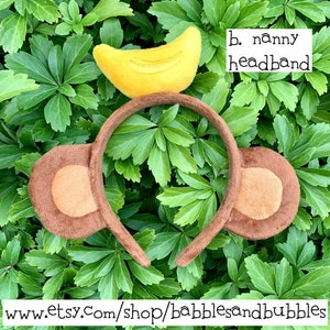 Comfortable Monkey Headband - Monkey Costume Toddler - Jungle Baby Shower - Monkey with Banana - Halloween Monkey Costume -NEXT DAY SHIPPING