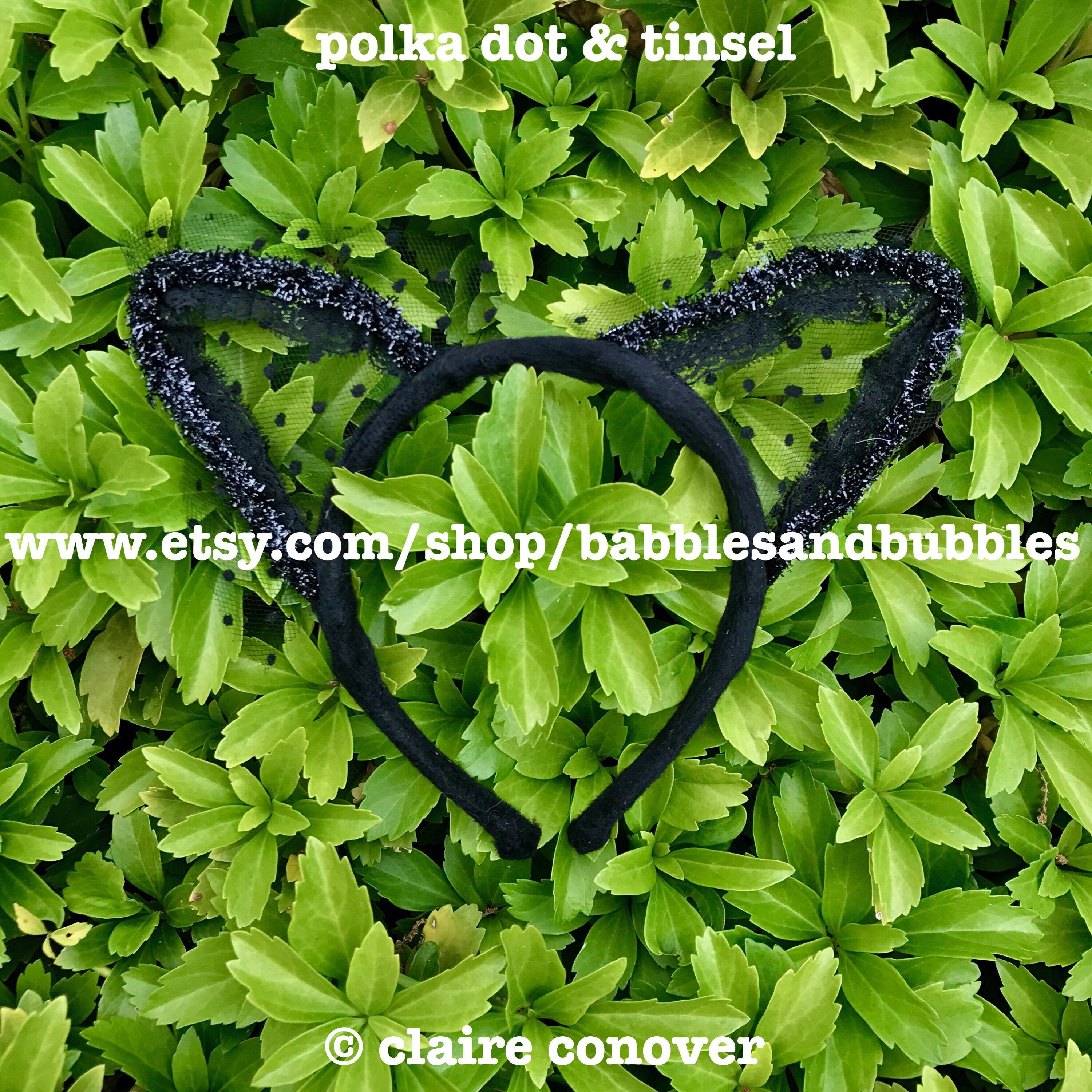 Polka Dot and Lace Cat Ears Headband Cat Ears Cat Lover Etsy