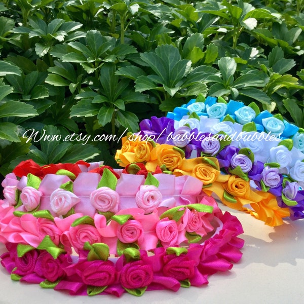 Comfortable Satin Floral Headband - Satin Ribbon Flowers - Headbands For Girls - Satin Headband - Floral Headband Wedding -NEXT DAY SHIPPING