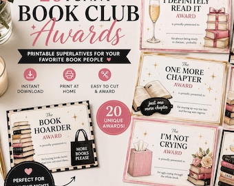 Witzige Buchclub-Auszeichnungen | 20 druckbare Superlative (Sofort-Download)