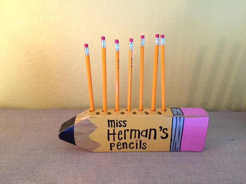 Personalized Art Teacher Gift Wooden Paintbrush Holder Gift Etsy