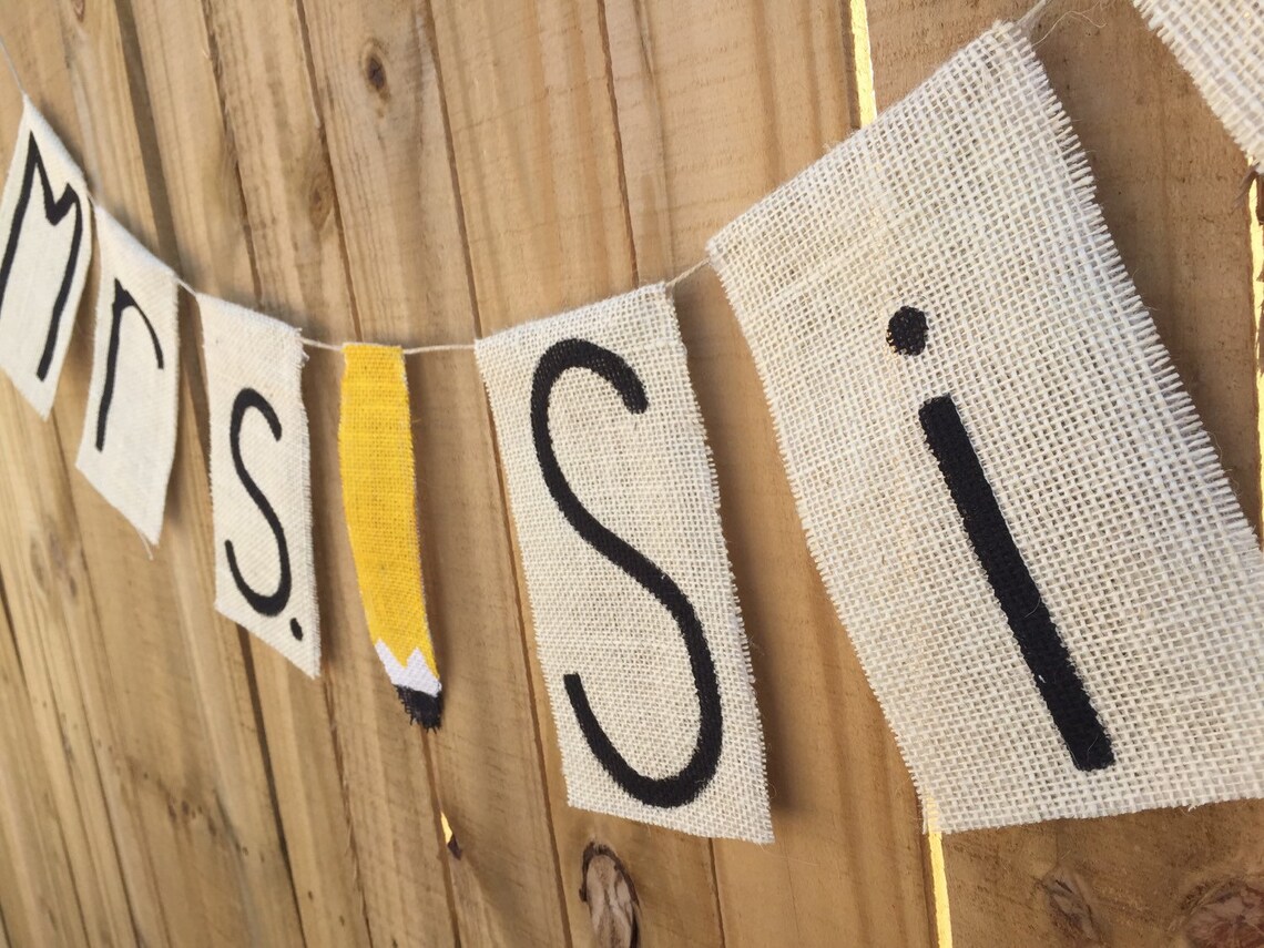 Custom Teacher Name Banner Garland Elementary Teacher Gift Etsy