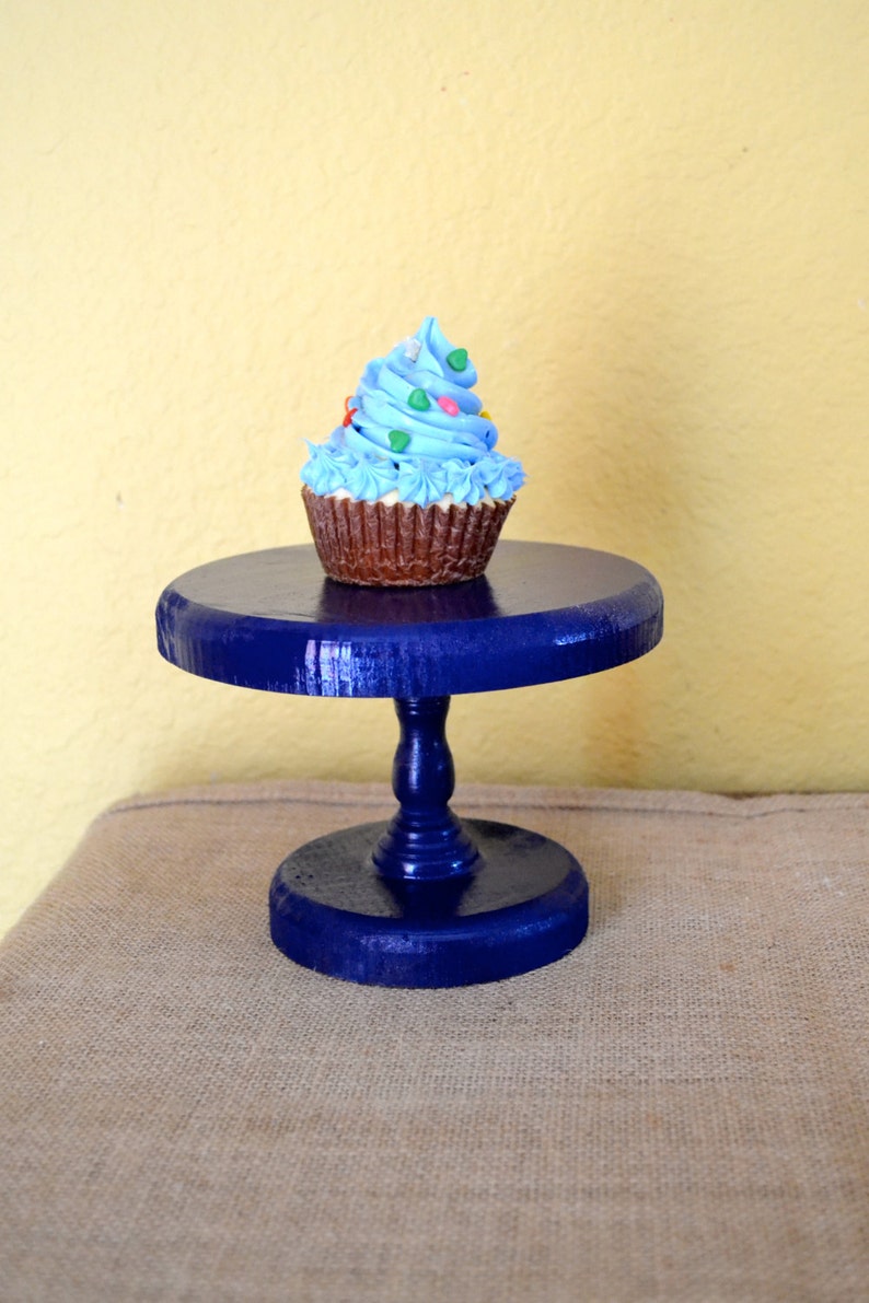 Navy Blue Cupcake Stand Round 6 inch custom