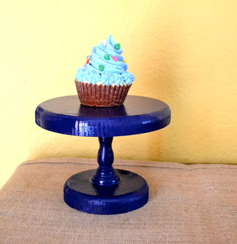 Navy Blue Cupcake Stand Round 6 inch custom