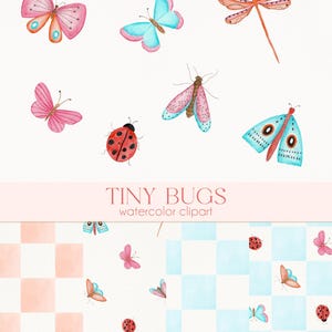 Tiny Bugs, Watercolor Clipart, Bugs Baby Set, Birthday Decor, Nursery Design, Cute Baby Shower, Kids party decor, first birthday