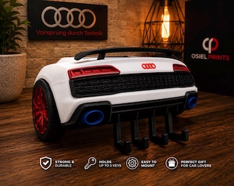 Audi R8 GT Style Rear Bumper Key Holder | 3D Printed Wall Mounted Key Rack | Supercar Key Organizer | Garage Decor | Car Enthusiast Gift