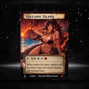 Set proxy Waifu Dual Land, 10 carte fantasy anime full art, set di carte collezionabili personalizzate Commander MTG EDH set completo Volcanic Island Only