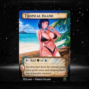 Set proxy Waifu Dual Land, 10 carte fantasy anime full art, set di carte collezionabili personalizzate Commander MTG EDH set completo Tropical Island Only