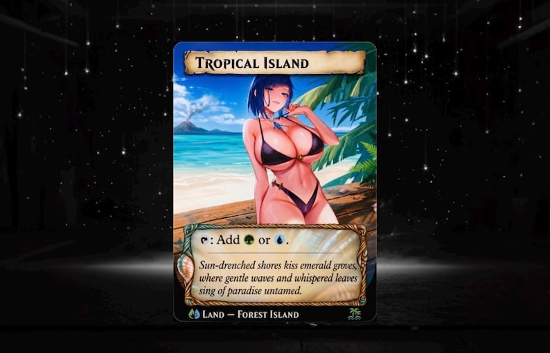 Set proxy Waifu Dual Land, 10 carte fantasy anime full art, set di carte collezionabili personalizzate Commander MTG EDH set completo Tropical Island Only