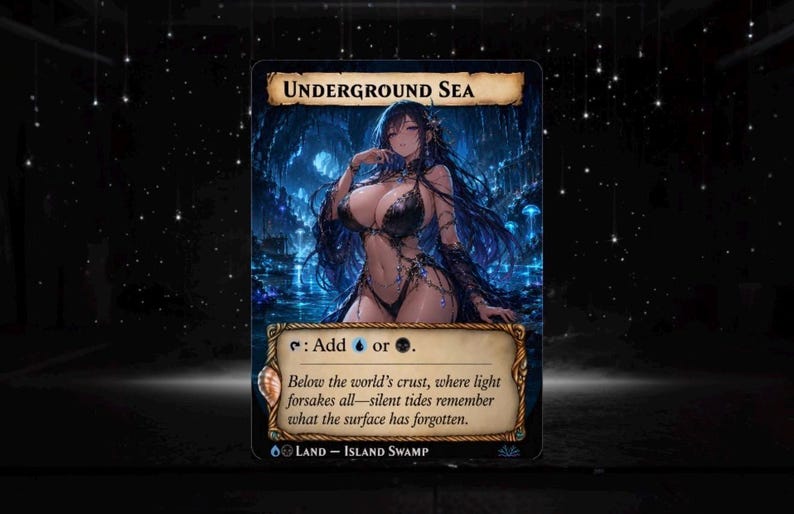 Set proxy Waifu Dual Land, 10 carte fantasy anime full art, set di carte collezionabili personalizzate Commander MTG EDH set completo Underground Sea Only