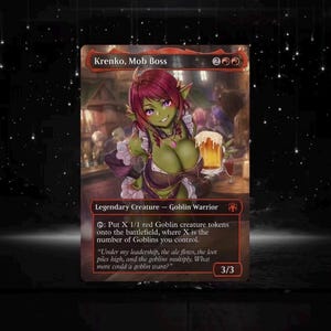 Carta proxy personalizzata Krenko Mob Boss in stile anime con illustrazione alternativa per Commander EDH.