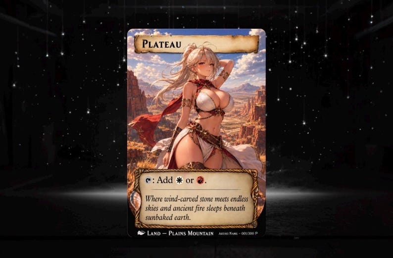 Set proxy Waifu Dual Land, 10 carte fantasy anime full art, set di carte collezionabili personalizzate Commander MTG EDH set completo Plateau Only