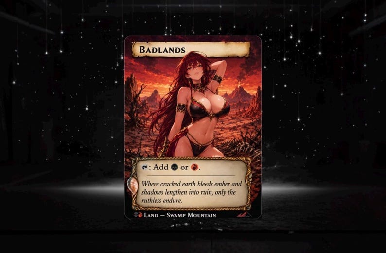 Set proxy Waifu Dual Land, 10 carte fantasy anime full art, set di carte collezionabili personalizzate Commander MTG EDH set completo Badlands Only
