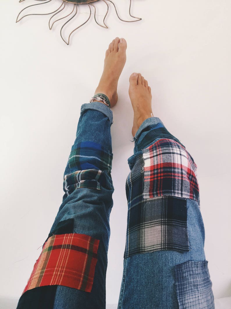 flannel patch jeans