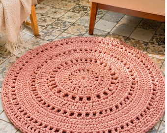 Patrón de alfombra redonda de ganchillo / Alfombra de suelo estilo mandala boho en PDF (descarga digital)