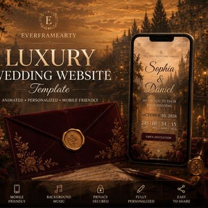 Luxe interactieve trouwwebsite-uitnodiging | Digitale trouwuitnodiging | RSVP | Aftellen | Mobiele trouwwebsite | Gepersonaliseerd