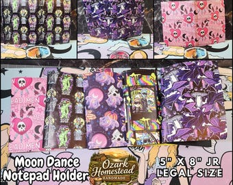 Moon Dance Notepad Holder | Jr Legal Pad Cover 5x8 | Faux Leather Notebook Cover