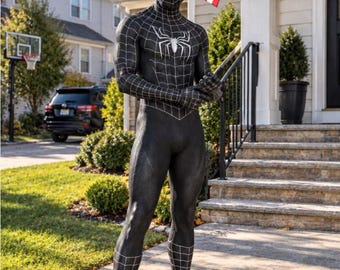 Spider-Man Black Suit Costume for Men, Black Spider Man Cosplay Bodysuit, Full Body Superhero Halloween Costume, Adult Fancy Dress