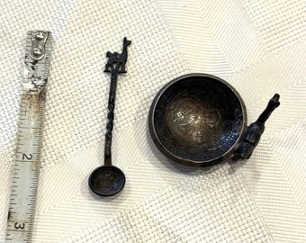 Peruvian Salt dip and Matching Spoon made from Peruvian Sol Coin