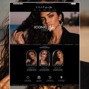 Dark Lilly Beauty Boutique Website Template | Modern Hair, Beauty Aesthetics Salon, Shop, Services & Booking Custom Site