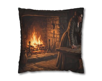 La ley que eligió la misericordia - Visitante junto a la chimenea / Funda de almohada cuadrada