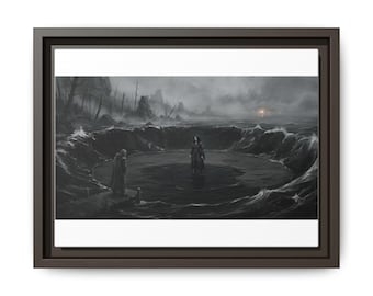 TheFerrymanAndTheCalmTide - Moonlit Shoreline | Framed Matte Canvas
