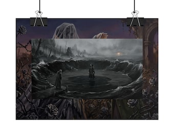The Ferryman's Calm Tide - Moonlit Shoreline | Rolled Poster