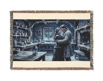 FrostedEmbraceWintersEdge - Frosted Embrace at Winter's Edge | Blanket, Poster, or Tapestry