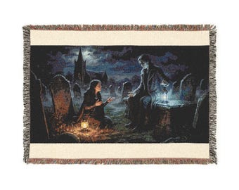 MoonlitChurchyardEncounter - Moonlit Churchyard | Blanket, Poster, or Tapestry