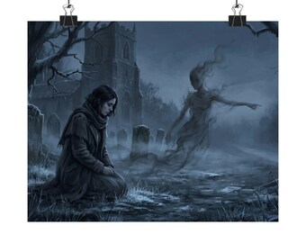The Ghostly Reunion Wall Art Poster - Gothic Angel Print